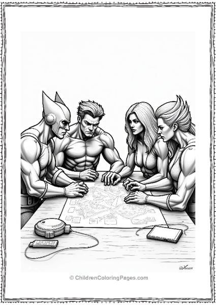 X Men Characters Strategizing With Map Free PDF Printable