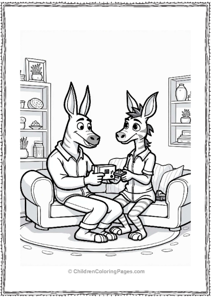 Zootopia Clawhauser And Zebra Gaming In Cozy Living Room Free PDF Printable