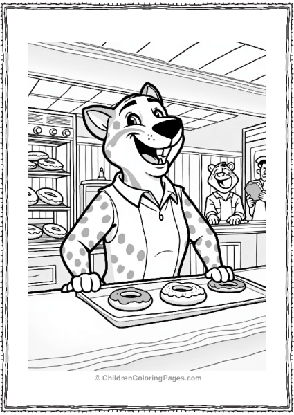 Zootopia Clawhauser Serving Donuts At The Diner Free PDF Printable