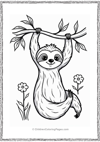 Zootopia Flash The Sloth Hanging From A Branch Free PDF Printable