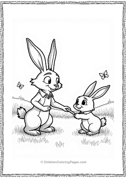 Zootopia Gideon Grey And Rabbit Playing Tag In A Meadow Free PDF Printable