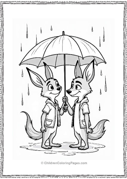 Zootopia Judy And Nick Under An Umbrella Free PDF Printable