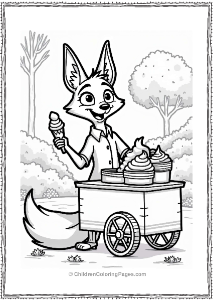 Zootopia Nick Wilde Selling Ice Cream In The Park Free PDF Printable