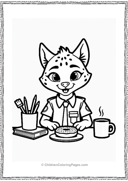 Zootopia Officer Clawhauser Behind His Desk Free PDF Printable