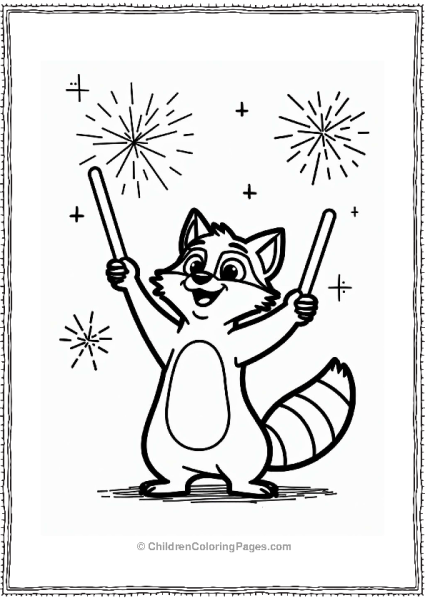 Zootopia Raccoon Waving Glow Sticks At Night Festival Free PDF Printable