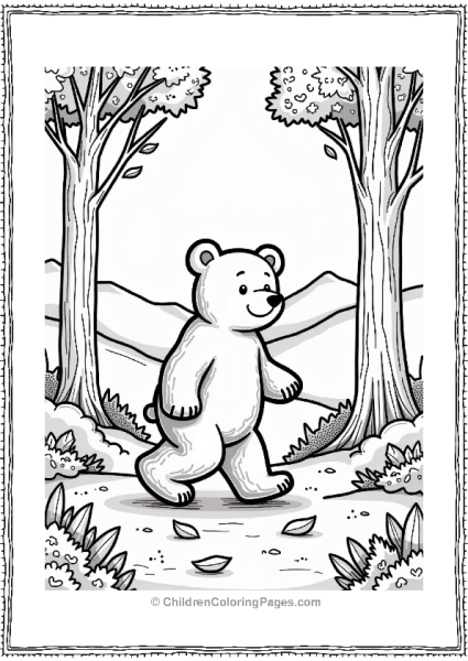 Autumn Fall Adventurous Bear In An Autumn Forest Free PDF Printable