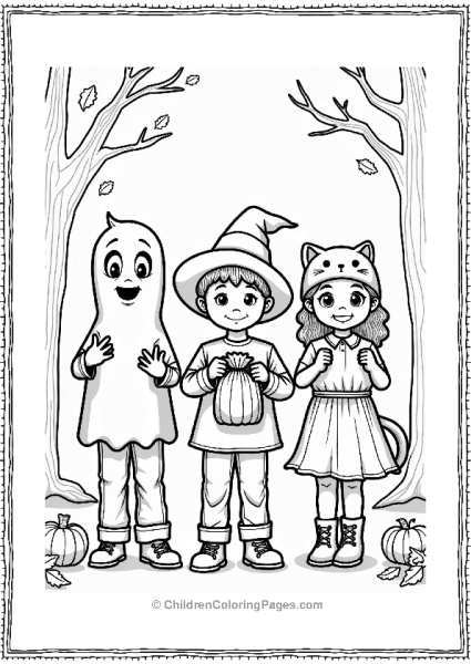 Autumn Fall Autumn Costumes Children Smiling With Candy Bags Free PDF Printable