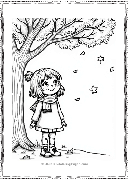 Autumn Fall Autumn Girl Under Falling Leaves Free PDF Printable