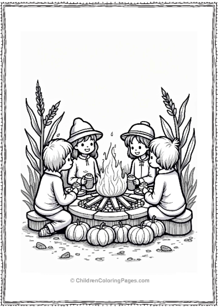 Autumn Fall Autumn Harvest Gathering Around The Fire Pit Free PDF Printable