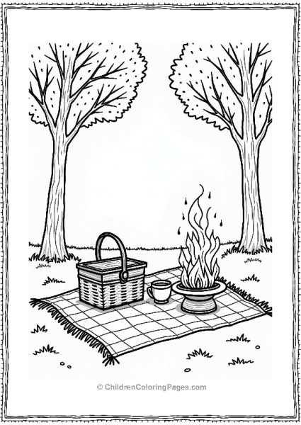 Autumn Fall Autumn Picnic Scene With Cozy Setup Free PDF Printable