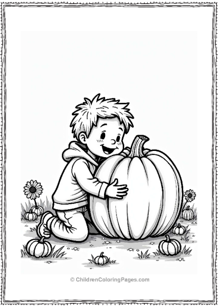 Autumn Fall Boy With Pumpkin In Autumn Field Free PDF Printable