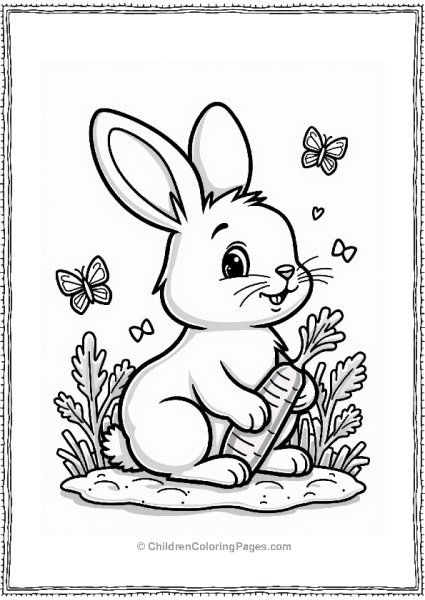 Autumn Fall Bunny With Carrots In A Garden Free PDF Printable