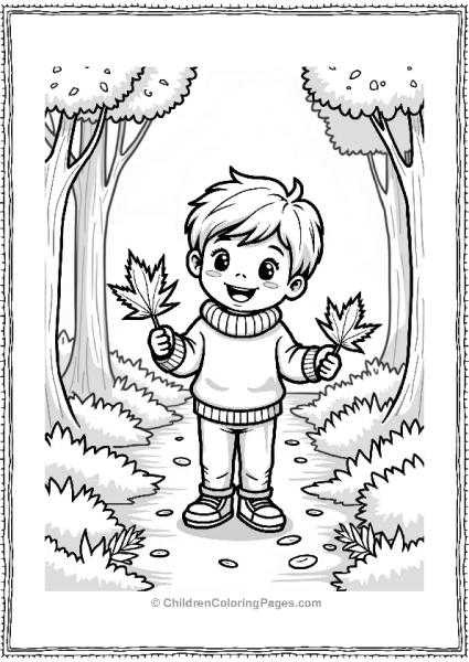 Autumn Fall Child Collecting Autumn Leaves Free PDF Printable