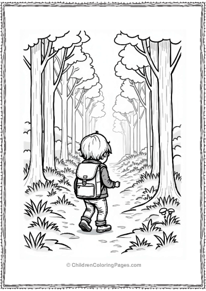 Autumn Fall Child Exploring Autumn Forest Trail Free PDF Printable