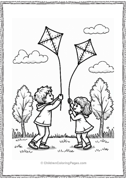 Autumn Fall Children Flying Kites In Autumn Free PDF Printable