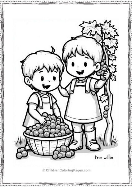 Autumn Fall Children Harvesting Grapes In Autumn Free PDF Printable