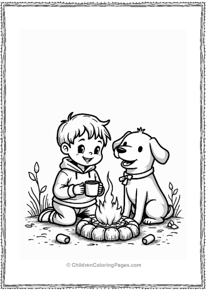 Autumn Fall Cozy Evening With Pets By The Fire Pit Free PDF Printable