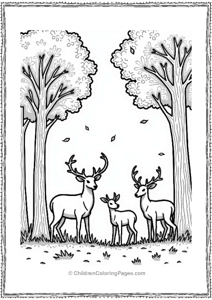 Autumn Fall Deer Family In Autumn Forest Free PDF Printable