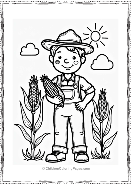 Autumn Fall Friendly Farmer With Corn In Autumn Free PDF Printable