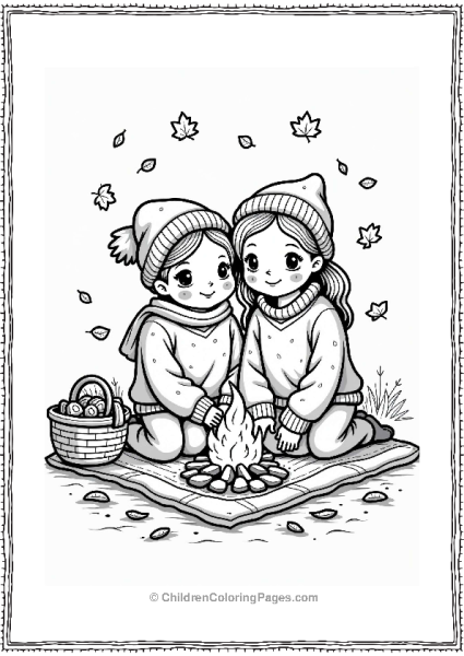Autumn Fall Friends In Sweaters By The Fire Pit Free PDF Printable