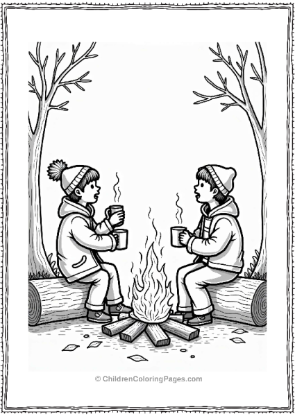 Autumn Fall Friends Sharing Stories By The Fire Free PDF Printable