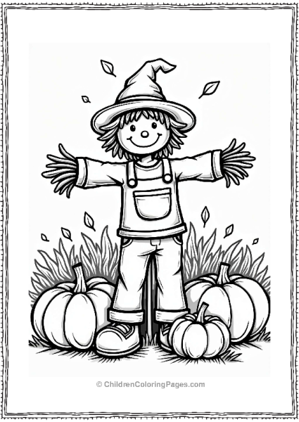 Autumn Fall Happy Pumpkin Patch With Scarecrow Free PDF Printable