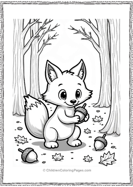 Autumn Fall Playful Fox Collecting Acorns In Autumn Free PDF Printable