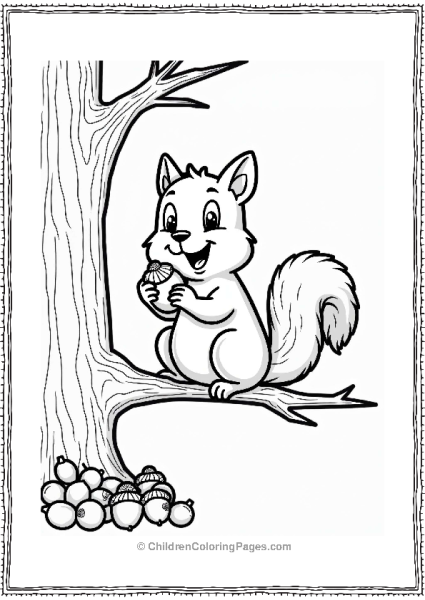 Autumn Fall Squirrel Balancing On A Branch With Nuts Free PDF Printable