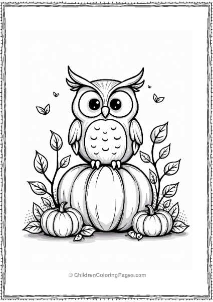 Autumn Fall Whimsical Owl With Pumpkins In Autumn Free PDF Printable