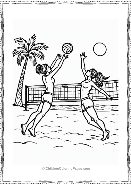 Beach Volleyball Match Illustration Free PDF Printable