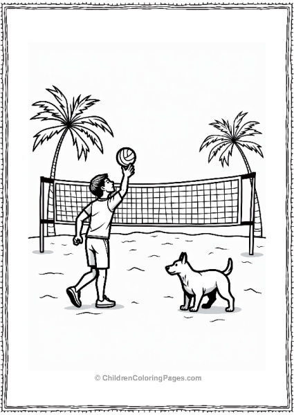 Beach Volleyball Practice With Dog Free PDF Printable