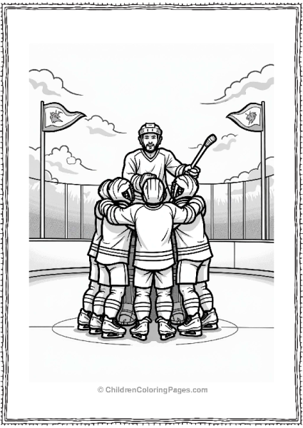 Celebrating Hockey Team With Goalie Free PDF Printable