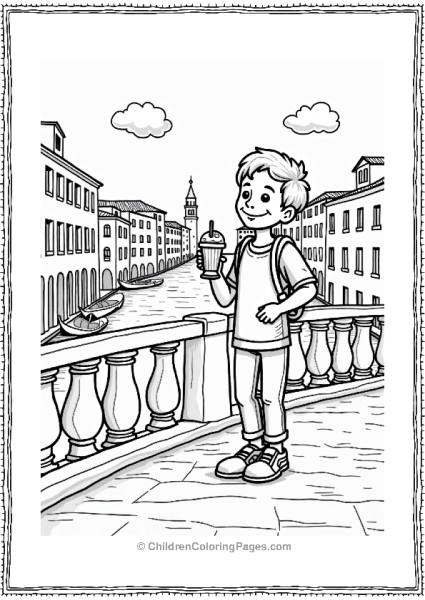 Cheerful Character With Milkshake In Venice Free PDF Printable