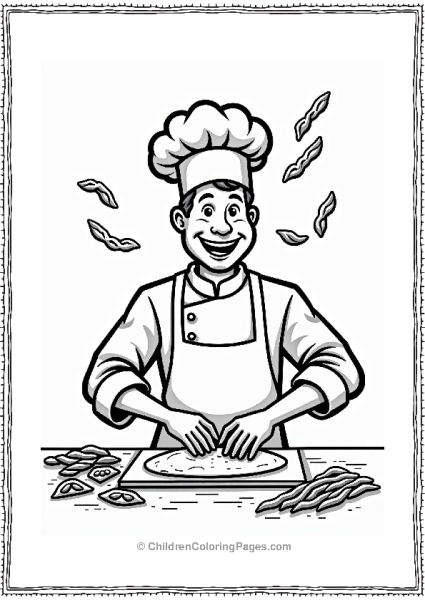 Cheerful Chef Kneading Pasta Dough Free PDF Printable