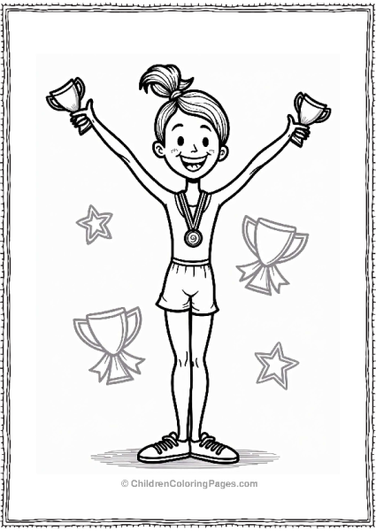 Cheerful Gymnast Celebrating Success Free PDF Printable