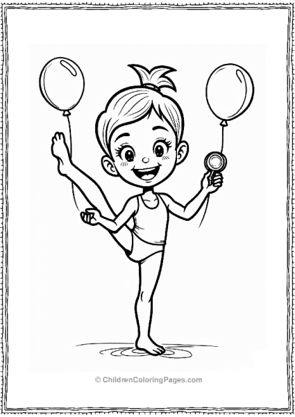 Cheerful Gymnast In Handstand With Medal Free PDF Printable