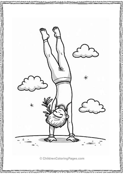 Cheerful Gymnast Performing A Cartwheel Free PDF Printable