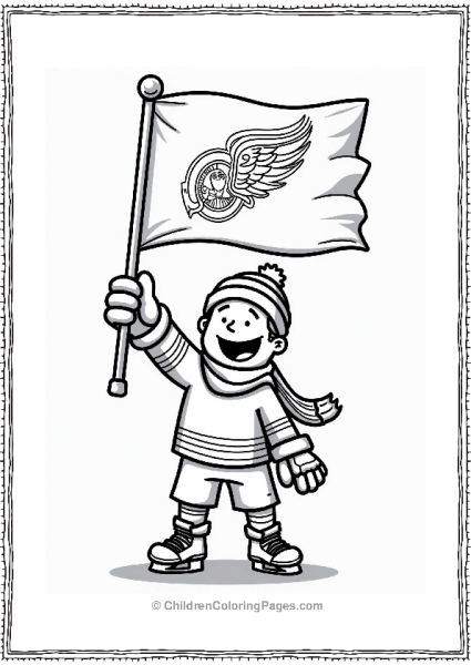 Cheering Hockey Fan Waving Flag Free PDF Printable