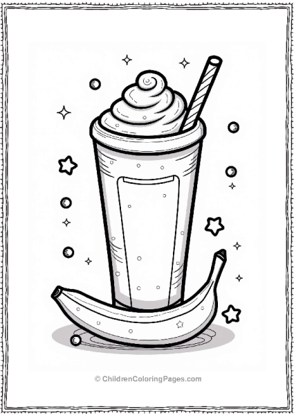 Chocolate Banana Milkshake Coloring Page Free PDF Printable