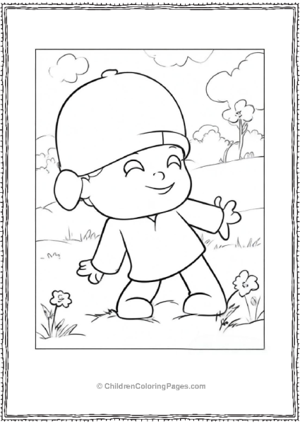 Coloring Sheet Of Cute Pocoyo For Preschoolers Free PDF Printable