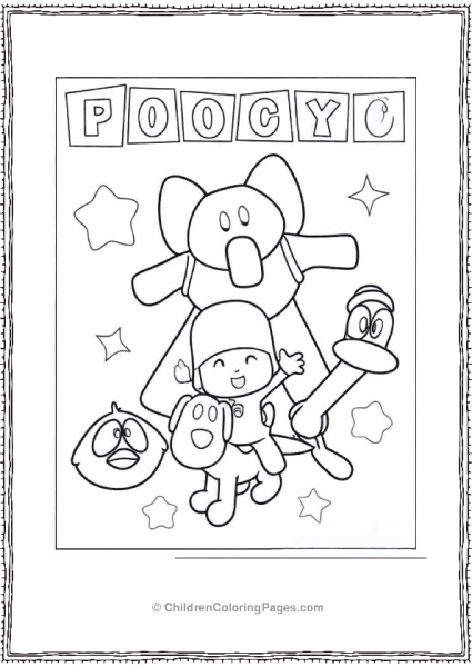 Coloring Sheet Of Pocoyo Poster For Kids Free PDF Printable