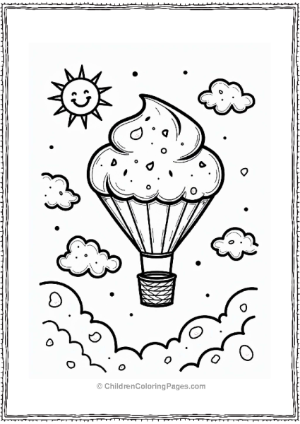 Cupcake Hot Air Balloon In The Sky Free PDF Printable