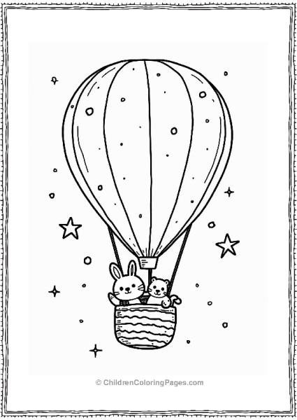 Cute Hot Air Balloon With Animals Free PDF Printable