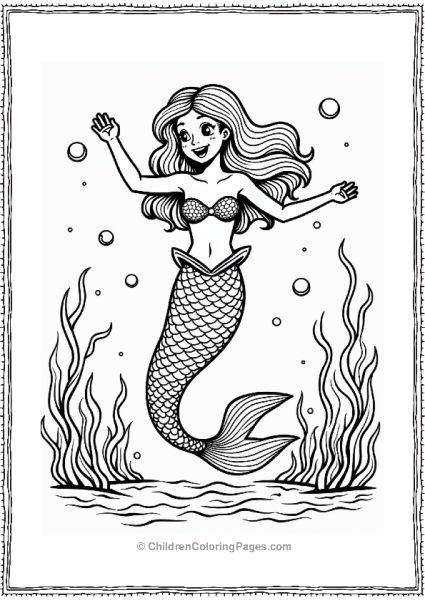 Dancing Mermaid Among The Waves Free PDF Printable