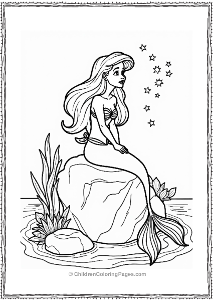 Disney Ariel The Little Mermaid On A Rock Free PDF Printable