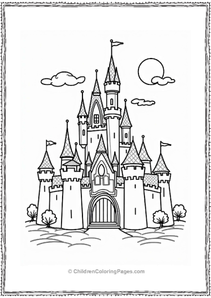 Disney Beasts Castle Silhouette In Moonlit Sky Free PDF Printable
