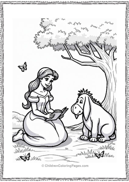 Disney Belle Reading With Eeyore Under A Tree Free PDF Printable