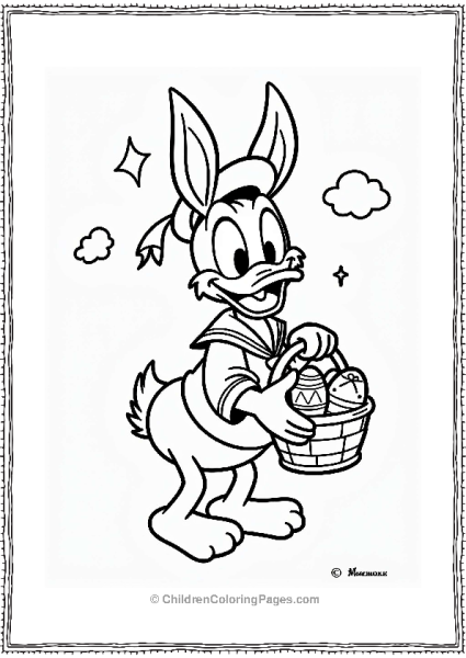 Disney Easter Bunny Donald Duck With Easter Eggs Free PDF Printable
