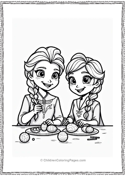 Disney Easter Elsa And Anna Decorating Easter Eggs Free PDF Printable