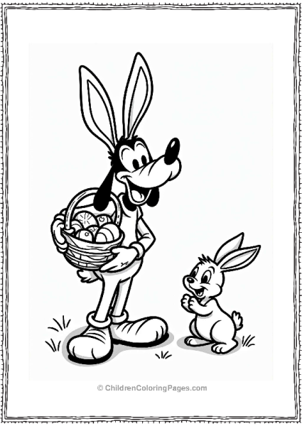 Disney Easter Goofy With Bunny Ears For Easter Free PDF Printable